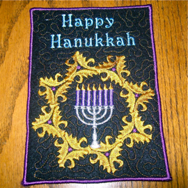 Happy Hanukkah mug rug or applique 5x7