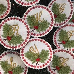 Pine Bough Alphabet Ornament Set