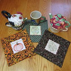 Autumn Coffee cozy Mug Rugs 4X4 Mini Set