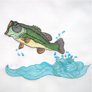 fish bass realistic fresh water sports large mouth fly fishing game fish  embroidery designs