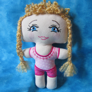 PIGTAILED POLLY in the hoop doll 6X10