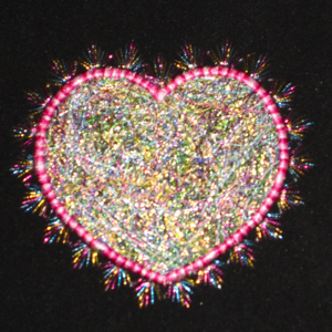 THREADS OF LOVE FIBER ART HEART APPLIQUE 4X4