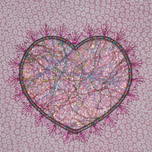 THREADS OF LOVE FIBER ART HEART APPLIQUE 4X4