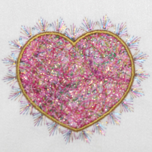 THREADS OF LOVE FIBER ART HEART APPLIQUE 4X4