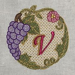 Luscious Grapes Monogram V and Gift Tag