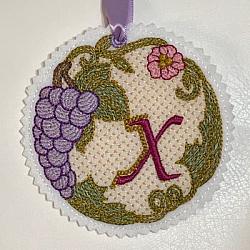 Luscious Grapes Monogram X and Gift Tag