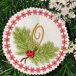 Pine Bough Alphabet and Ornament O