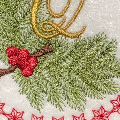 Monogram_Christmas_alphabet_Q_embroidery_Pine_Bough_Ornament_design