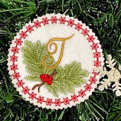 Pine Bough Alphabet and Ornament T