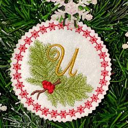 Pine Bough Alphabet and Ornament U