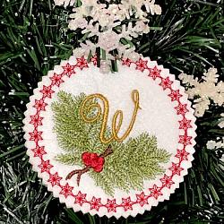 Pine Bough Alphabet and Ornament W