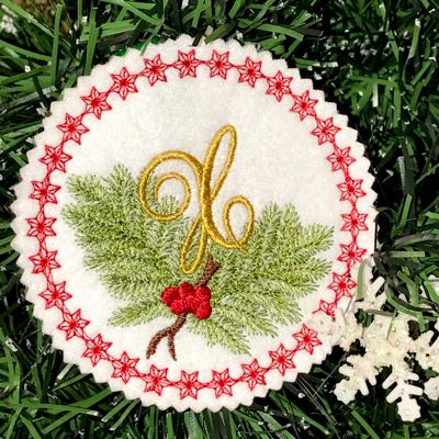 Pine Bough Alphabet and Ornament X