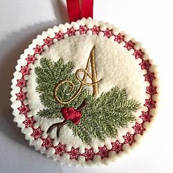 Pine Bough Alphabet and Ornament A