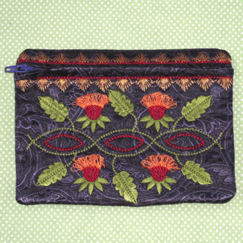 Jacobean Floral Fringe Mini Purse 5X7