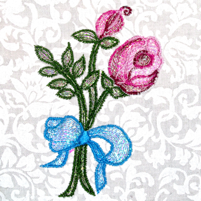 MYLAR ROSE BUD RIBBON