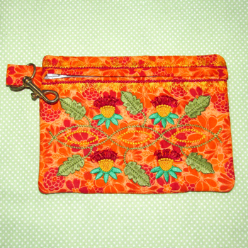 Jacobean Floral Fringe Mini Purse 5X7