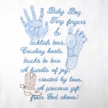 footprint handprint realistic boy poem design