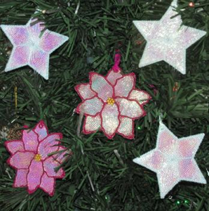 POINSETTIA MYLAR ORNAMENTS 4X4