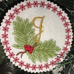 Pine Bough Alphabet and Ornament J