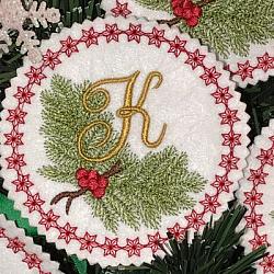 Pine Bough Alphabet and Ornament K