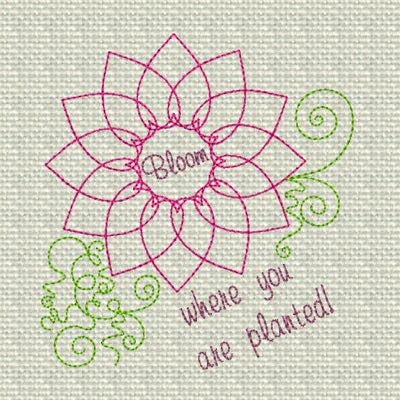 floral redwork embroidery bloom design