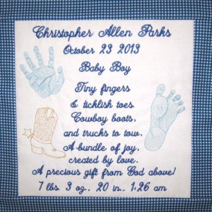 Birth Announcement Emboidered Applique Style, Garden Size Details about   It's a Boy 