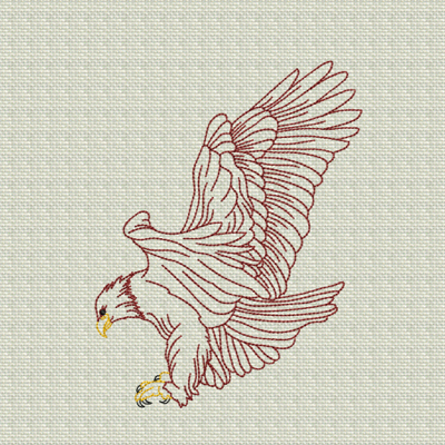 EAGLE IN FLIGHT REDWORK 5X7