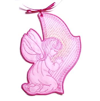 Angel girl embroidery applique bookmark Easter prayer embroidery
