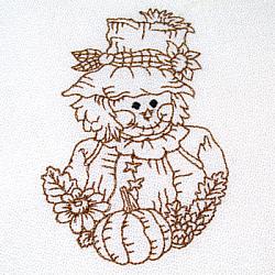 Fall Scarecrow Redwork 4X4